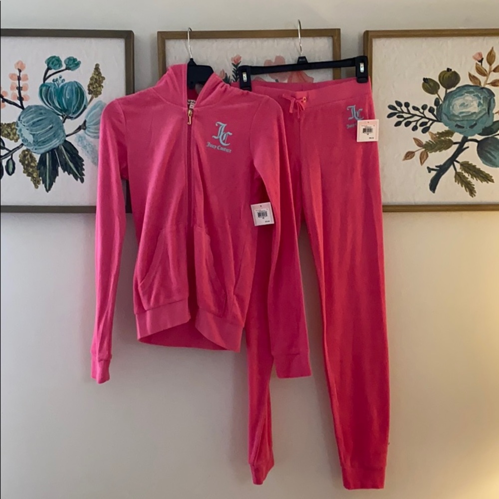 Girls Juicy Couture Pink Terry Cloth Track Suit 16